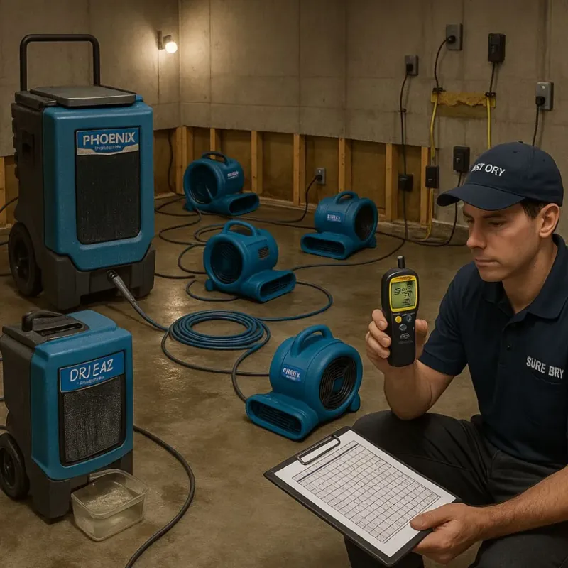 Structural Drying and Dehumidification process in Bethlehem Village, CT